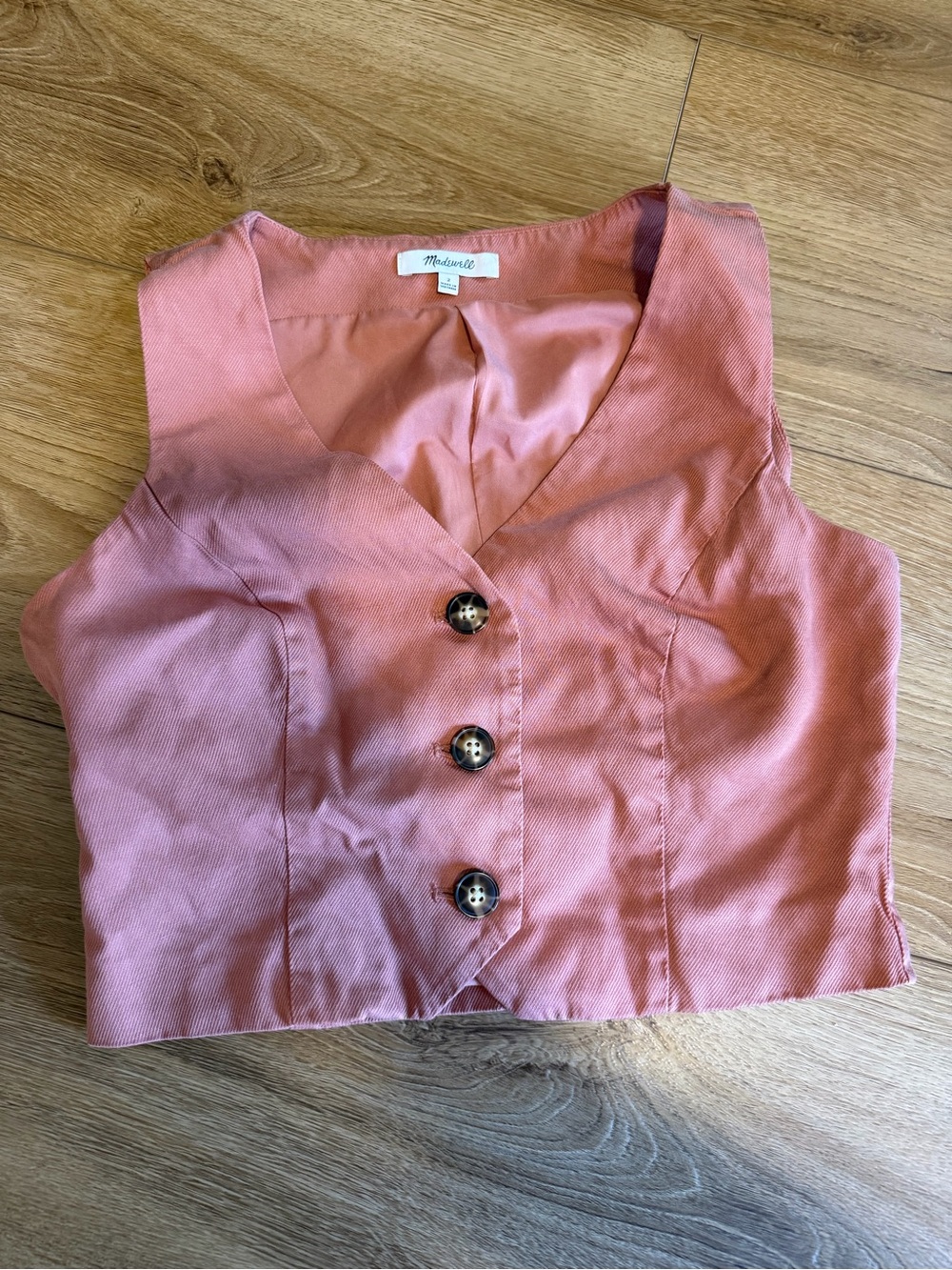 Madewell Rose Pink Button-Front Cropped Vest